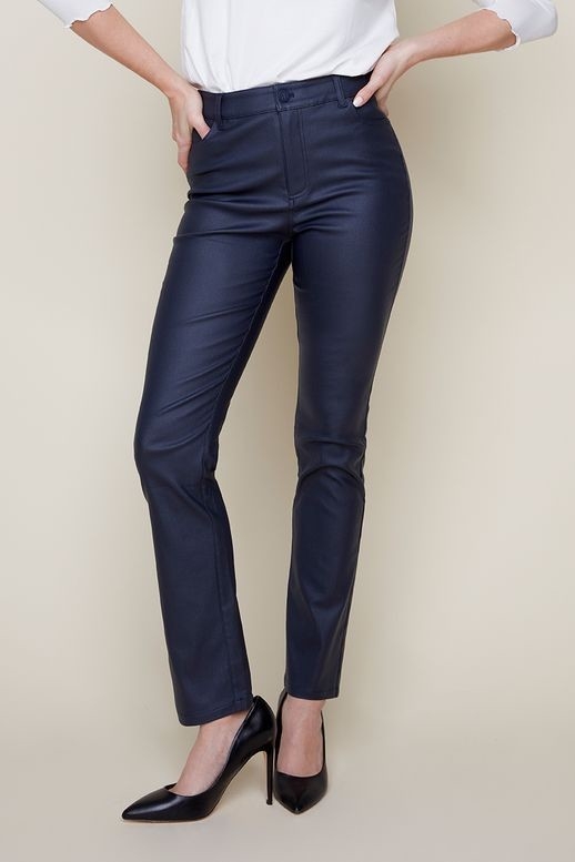 RENUAR Pantalon faux-cuir à jambe droite Taille