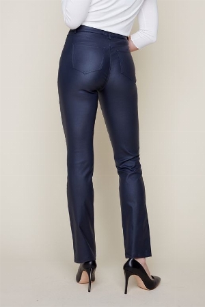 RENUAR Pantalon faux-cuir à jambe droite Taille