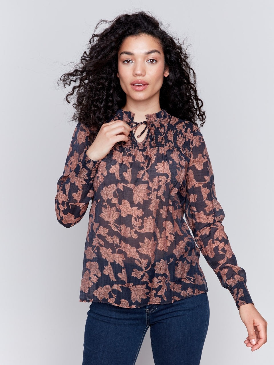 CHARLIE B Blouse en voile imprimée Rococo