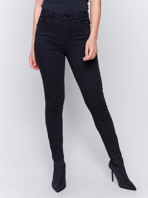 CHARLIE B Pantalon étroit avec poches zippées noir