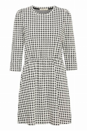 FRANSA Robe motif pied de poule noir et blanc