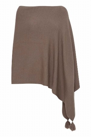 FRANSA Poncho taille unique couleur noyer