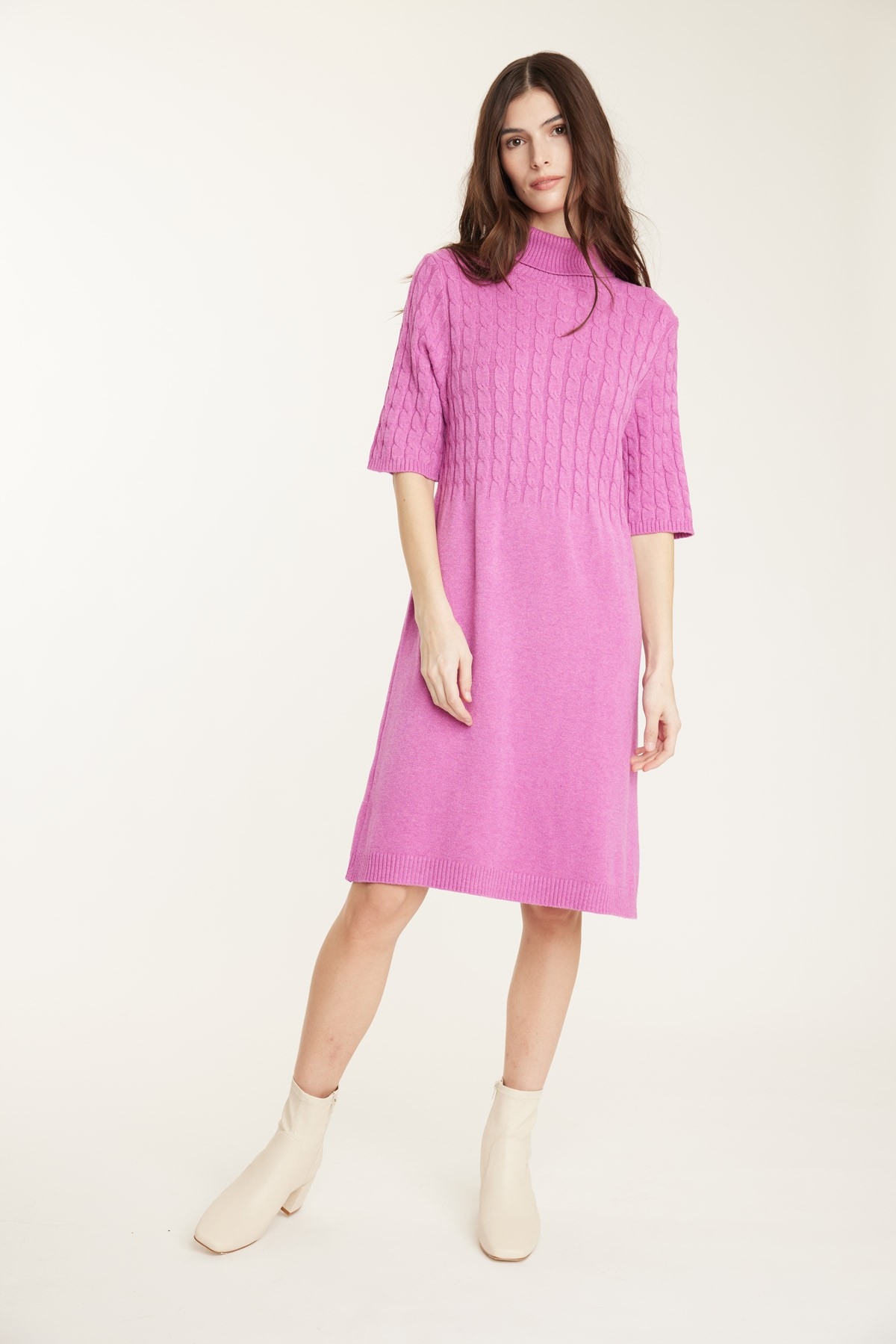 PISTACHE Robe en tricot fushia