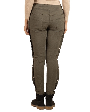 ANGELA MARA Pantalon pull-on avec oeillets argent