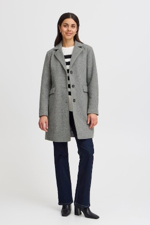 FRANSA Manteau droit mi-long gris