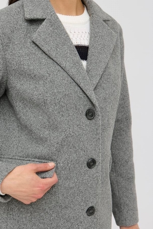 FRANSA Manteau droit mi-long gris