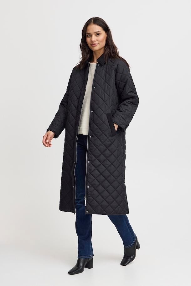 FRANSA Manteau long matelassé noir