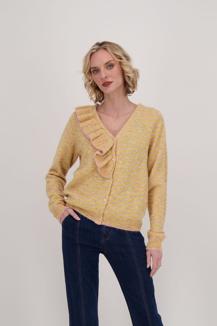 GABBY ISABELLA CARDIGAN RAYÉ C- JAUNE ET ROSE