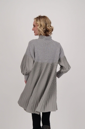 GABBY ISABELLA ROBE PLISSÉE TRICOT ET TISSU C- GRIS