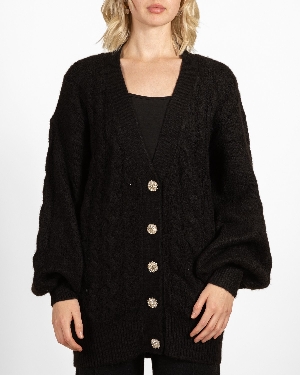 ANGELA MARA Cardigan avec boutons bijoux noir