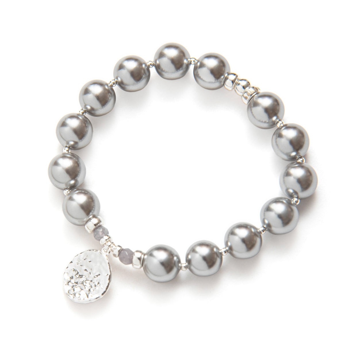 BEBLUE Bracelet Be Emerging Argent et Perles grises