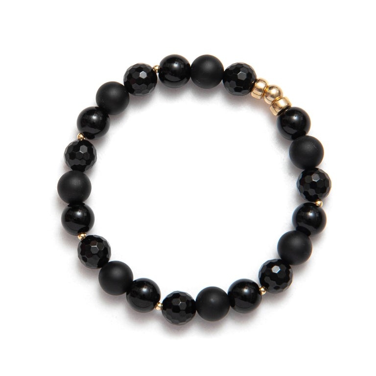 BEBLUE BRACELET EN QUARTZ NOIR MAT ET BRILLANT