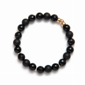 BEBLUE BRACELET EN QUARTZ NOIR MAT ET BRILLANT