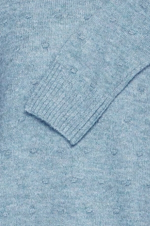 FRANSA Pull de tricot à motif en relief bleu