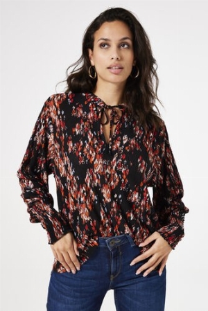 GARCIA Blouse plissée à motif fleuri noir multi