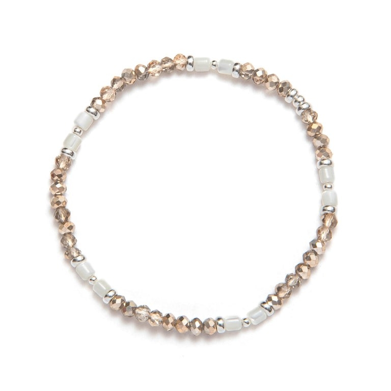 BEBLUE BRACELET PIERRE FINE CHAMPAGNE INSERTION QUARTZ BLANC