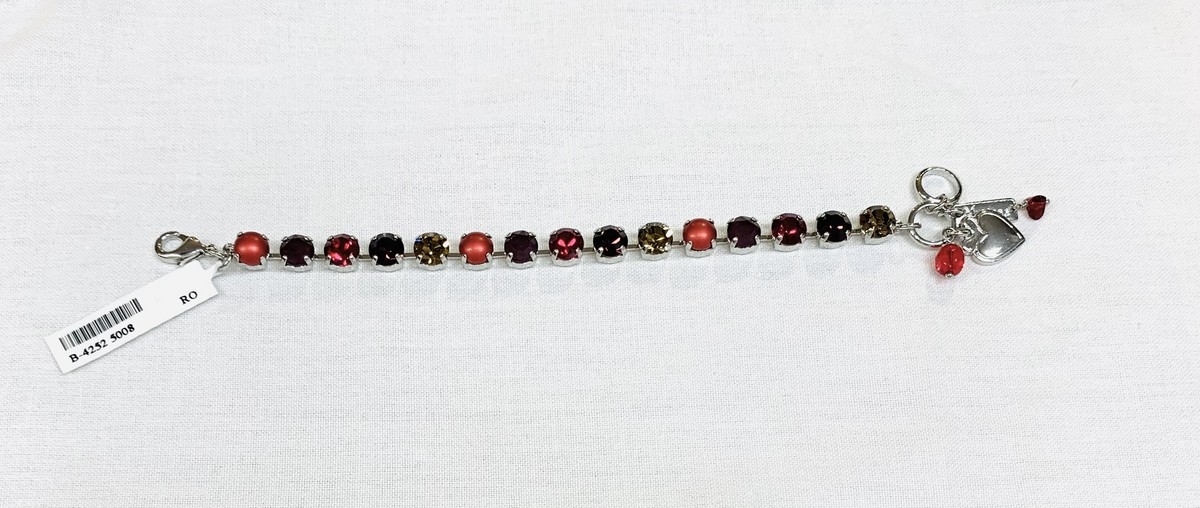 MARIANA Bracelet de base moyen C- 5008  tons de rouge , ambré et violacé sur rhodium