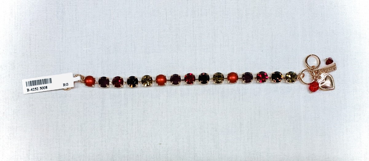 MARIANA Bracelet de base moyen C- 5008  tons de rouge , ambré et violacé, sur or rose