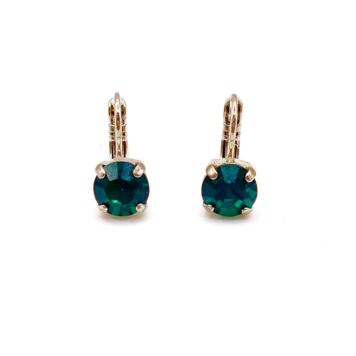 MARIANA Boucles d'oreilles à 1 pierre C-257 vert émeraude sur rhodium