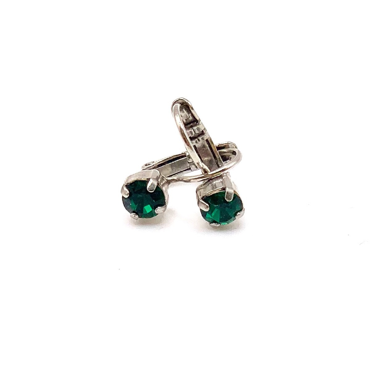 MARIANA Boucles d'oreilles à 1 pierre petite C-257 vert émeraude sur rhodium