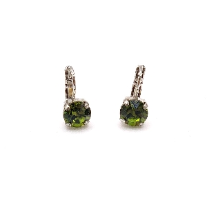 MARIANA Boucles d'oreilles à 1 pierre  C-257 vert péridot sur rhodium