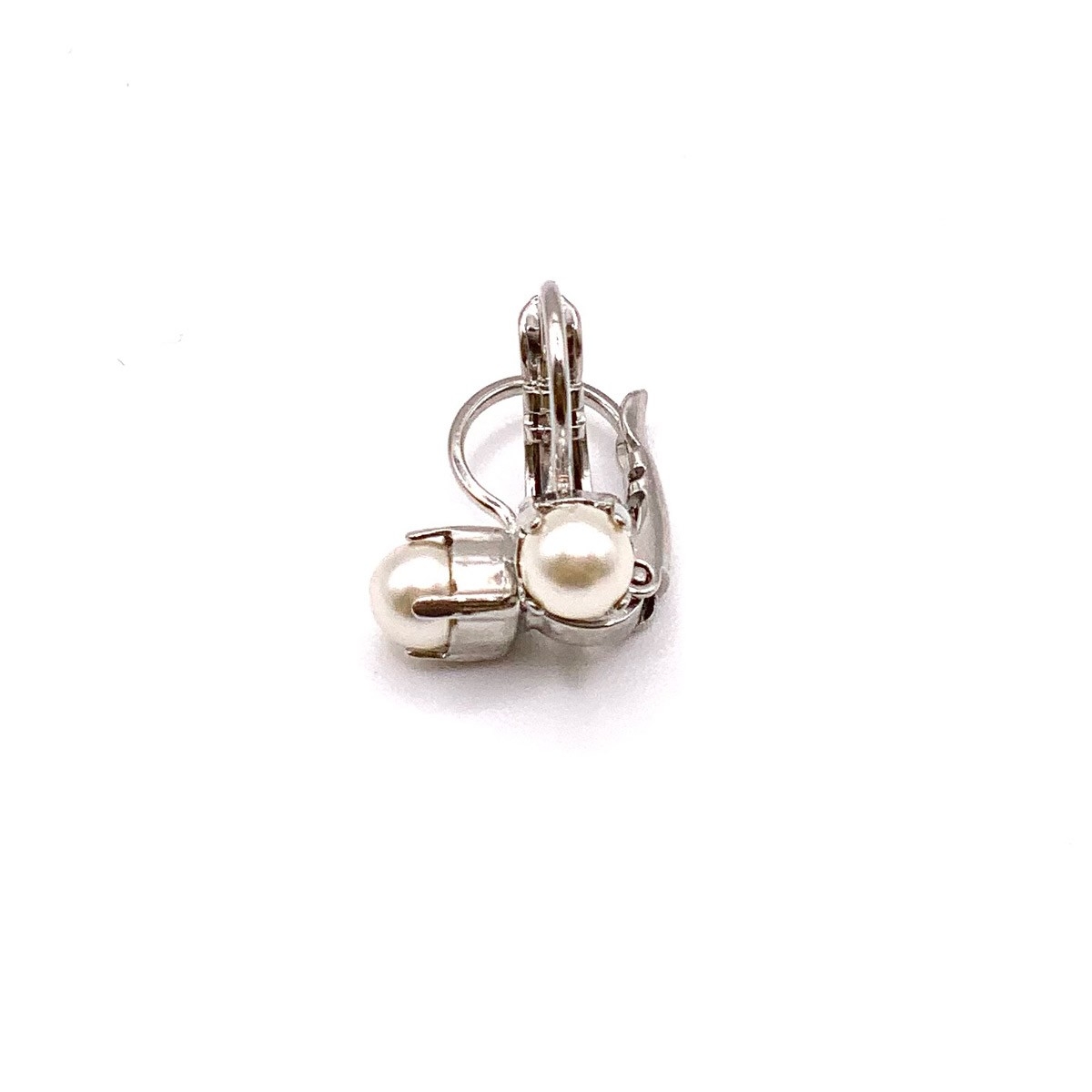 MARIANA Boucles d'oreilles pierre simple C-139 perle blanche sur rhodium