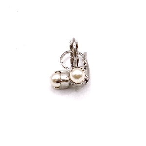 MARIANA Boucles d'oreilles pierre simple C-139 perle blanche sur rhodium