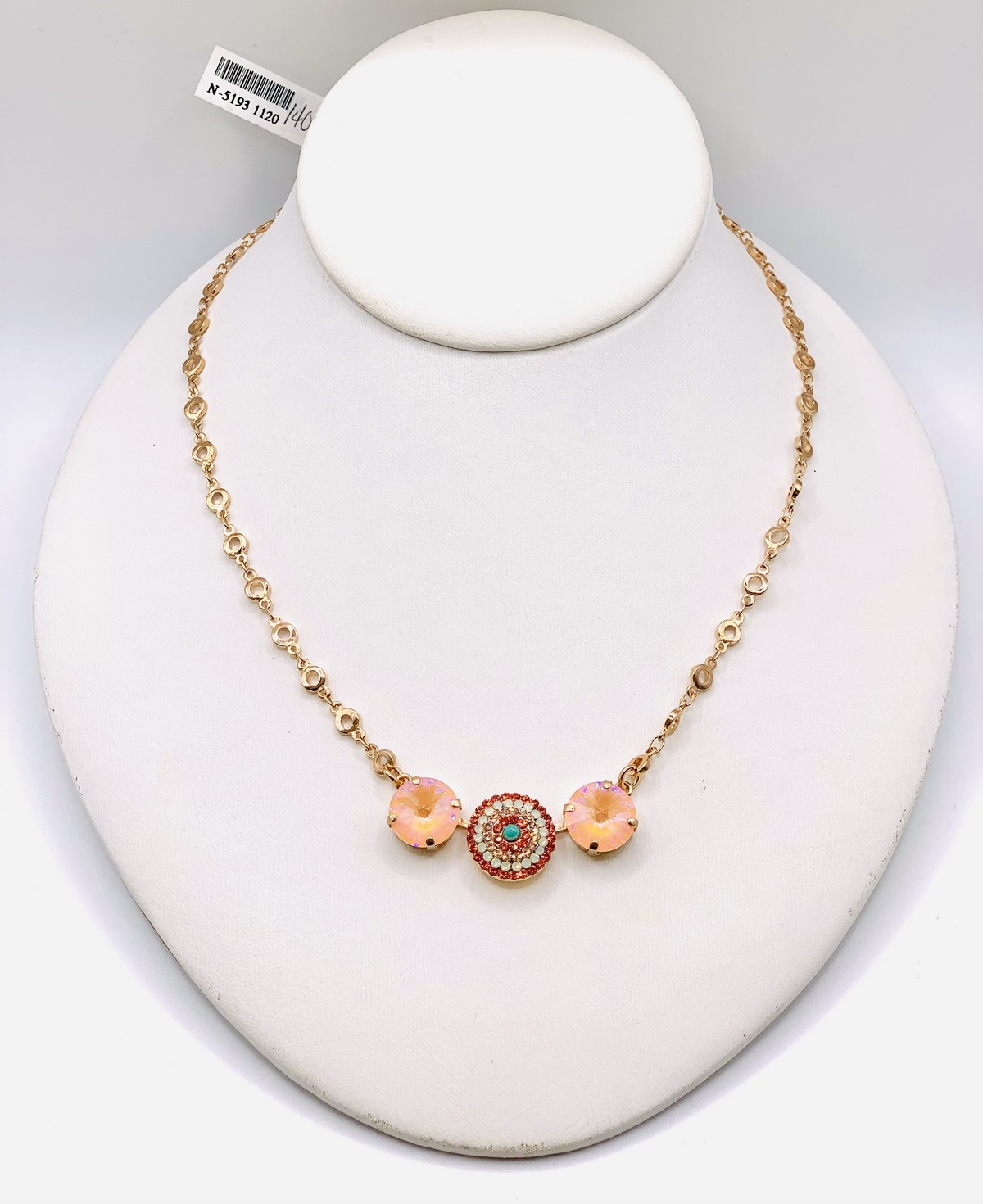 MARIANA Collier sur or rose avec pendentif de 3 pierres C- 1120