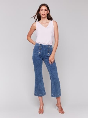 CHARLIE B Jeans pull on classique jambes évasées C-Bleu moyen