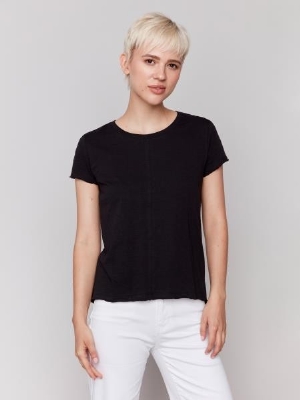 CHARLIE B T-Shirt de base de coton organique C-Noir