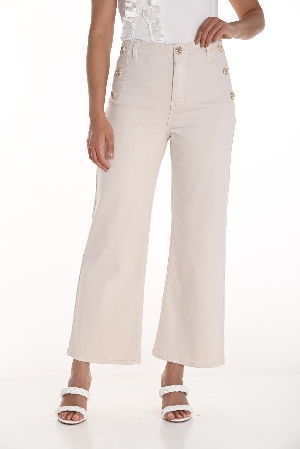 FRANK LYMAN Jeans à jambes larges avec détails chics C-Beige