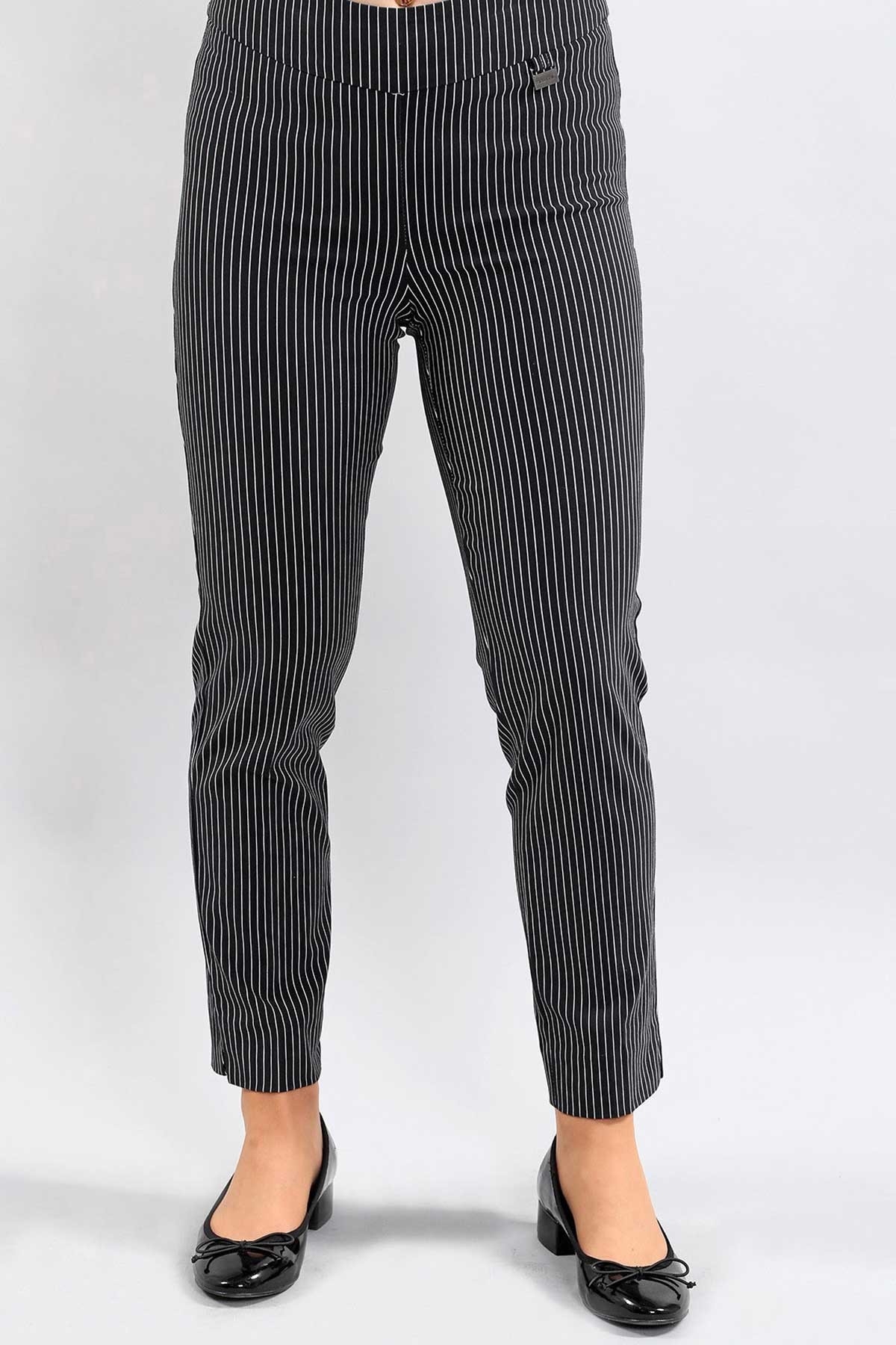 MICHAEL TYLER Pantalon à rayures C-Noir et Blanc