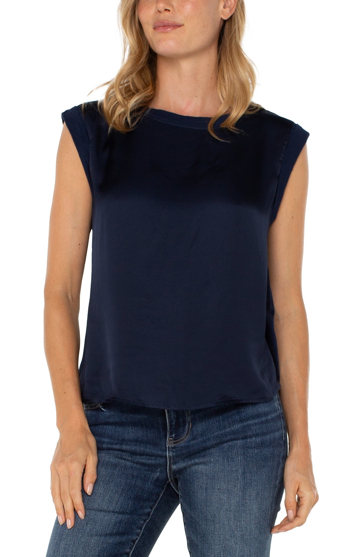 LIVERPOOL Camisole satinée C-Bleu Marine