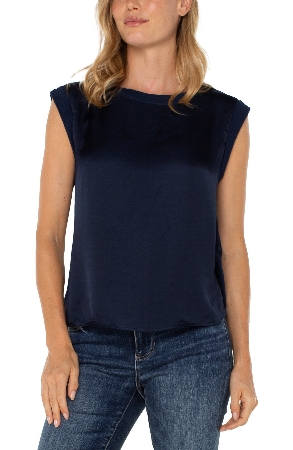 LIVERPOOL Camisole satinée C-Bleu Marine