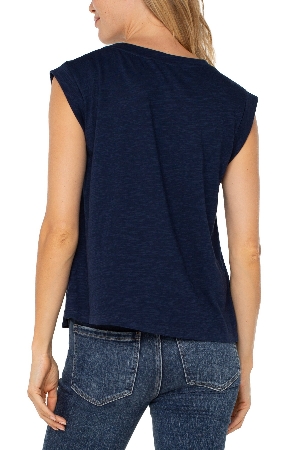 LIVERPOOL Camisole satinée C-Bleu Marine