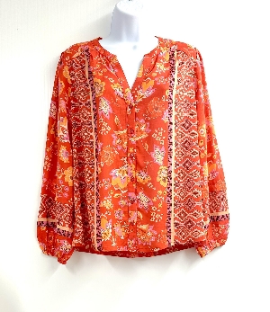 LIVERPOOL Blouse motif floral C- Rouge/Orange