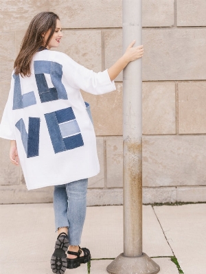 SHANNON PASSERO Veste longue inscription 'LOVE' C-Blanc