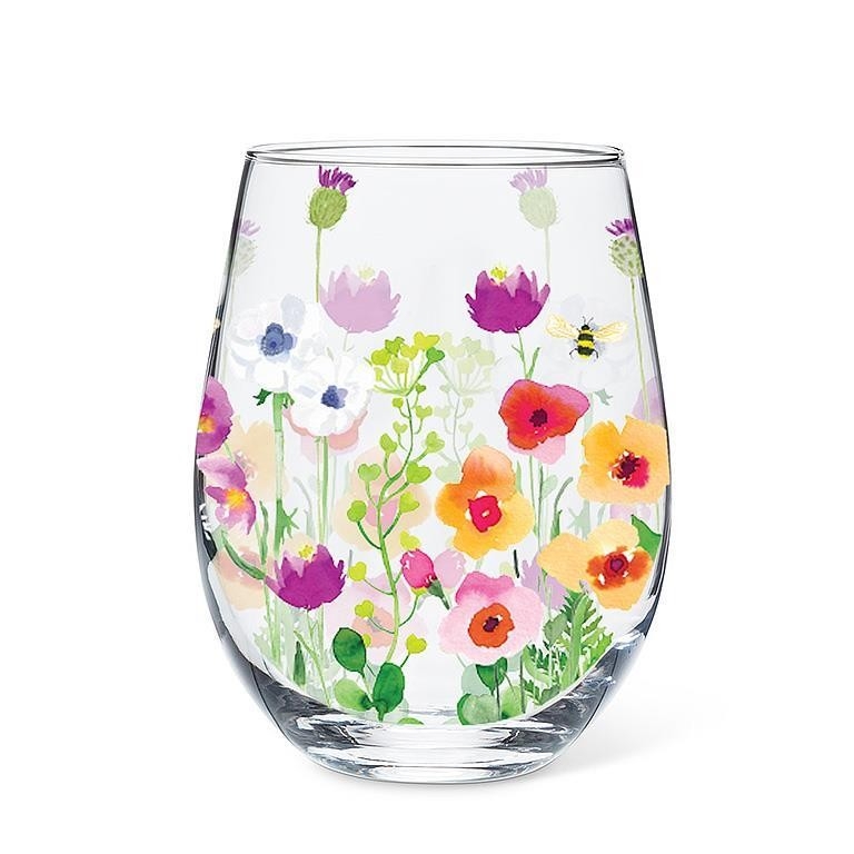 ABBOTT Verre à vin sans pied Thème: Fleurs et Abeilles