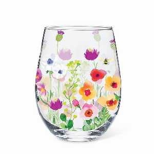 ABBOTT Verre à vin sans pied Thème: Fleurs et Abeilles