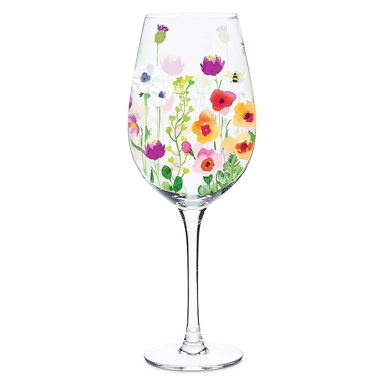 ABBOTT Verre à vin sur pied Thème: Jardin et Abeilles