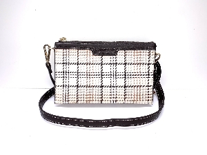 LOUENHIDE Petit sac à bandoulière motif de plaid C-Vanille