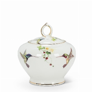 ABBOTT Sucrier de porcelaine fine Motif: Colibris