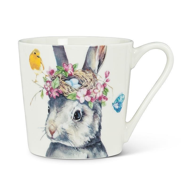 ABBOTT Tasse de porcelaine fine Motif : Lapin avec nid