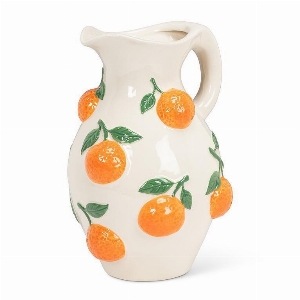 ABBOTT Pichet de porcelaine avec oranges en relief C-Ivoire