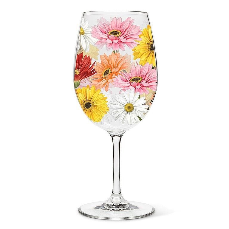 ABBOTT Verre à vin sur pied Thème: Gerberas et Marguerites