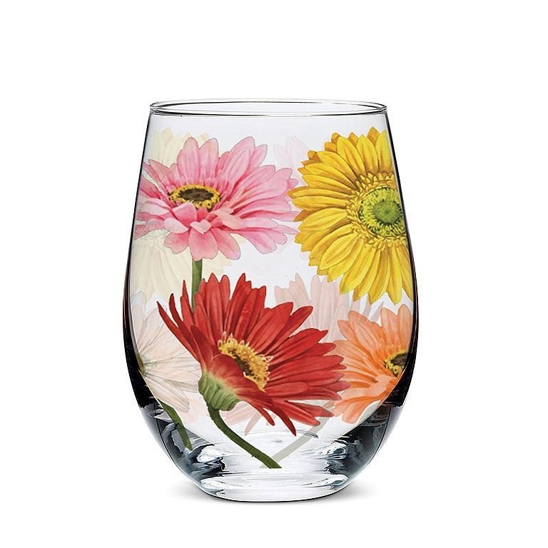 ABBOTT Verre à vin sans pied Thème: Gerberas et Marguerites