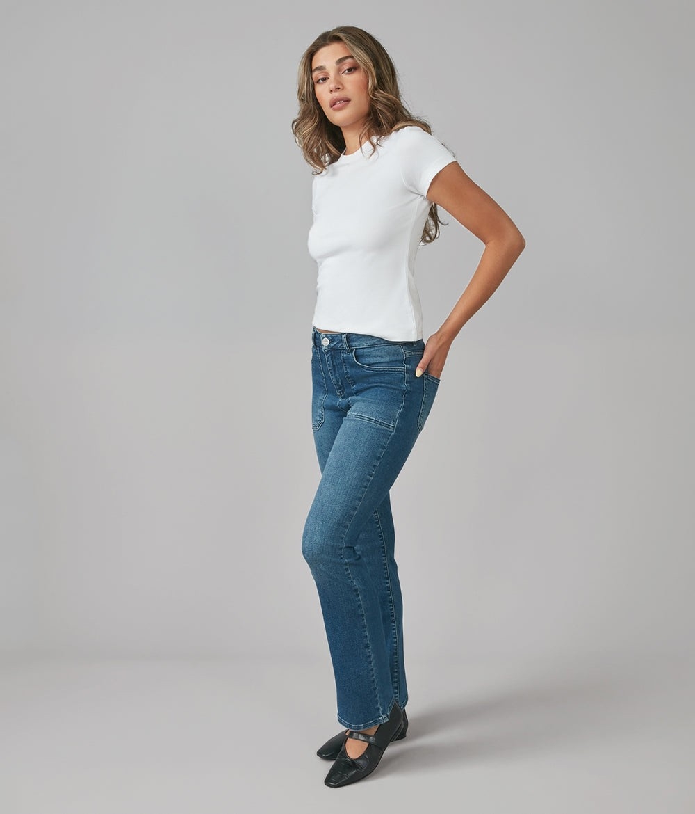 LOLA JEANS Jeans boot cut à taille haute C-Bleu foncé  Taille 34