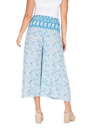 M ITALY Gaucho pull on à jambes larges imprimé floral C- Bleu