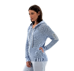 ORLY Veste à capuchon en tricot à mailles C- Bleu Taille L