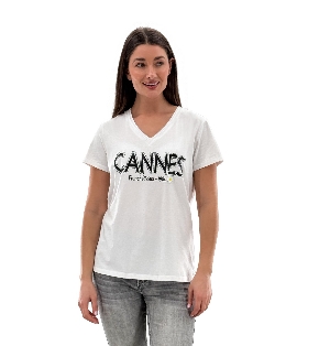 ORLY T-Shirt avec imprimé ' CANNES 1984'  C-Blanc